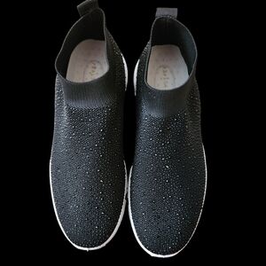 Sparkling Black Slip-On Sneakers By Azalea Wang 》 NIB size 10